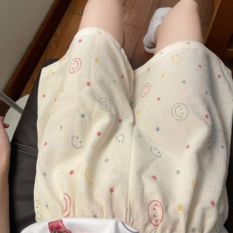 Internet Celebrity Baby Cotton Summer Pajama Pants Cartoon Printed Pants Home Pants Casual Loose Thin Walking Pants For Outer Wear - Image 1