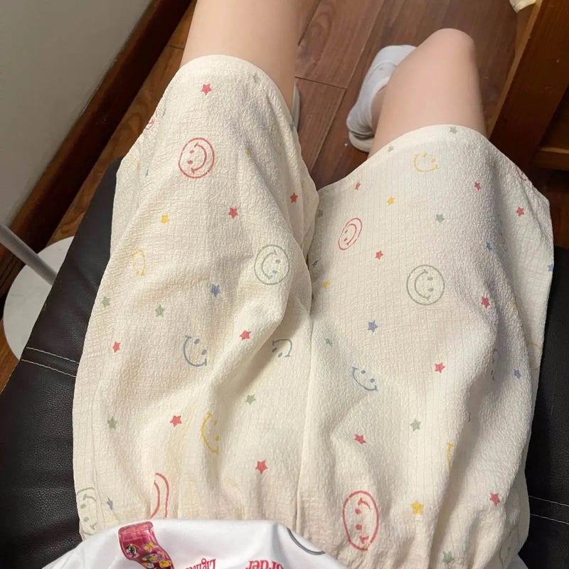 Internet Celebrity Baby Cotton Summer Pajama Pants Cartoon Printed Pants Home Pants Casual Loose Thin Walking Pants For Outer Wear - Image 3