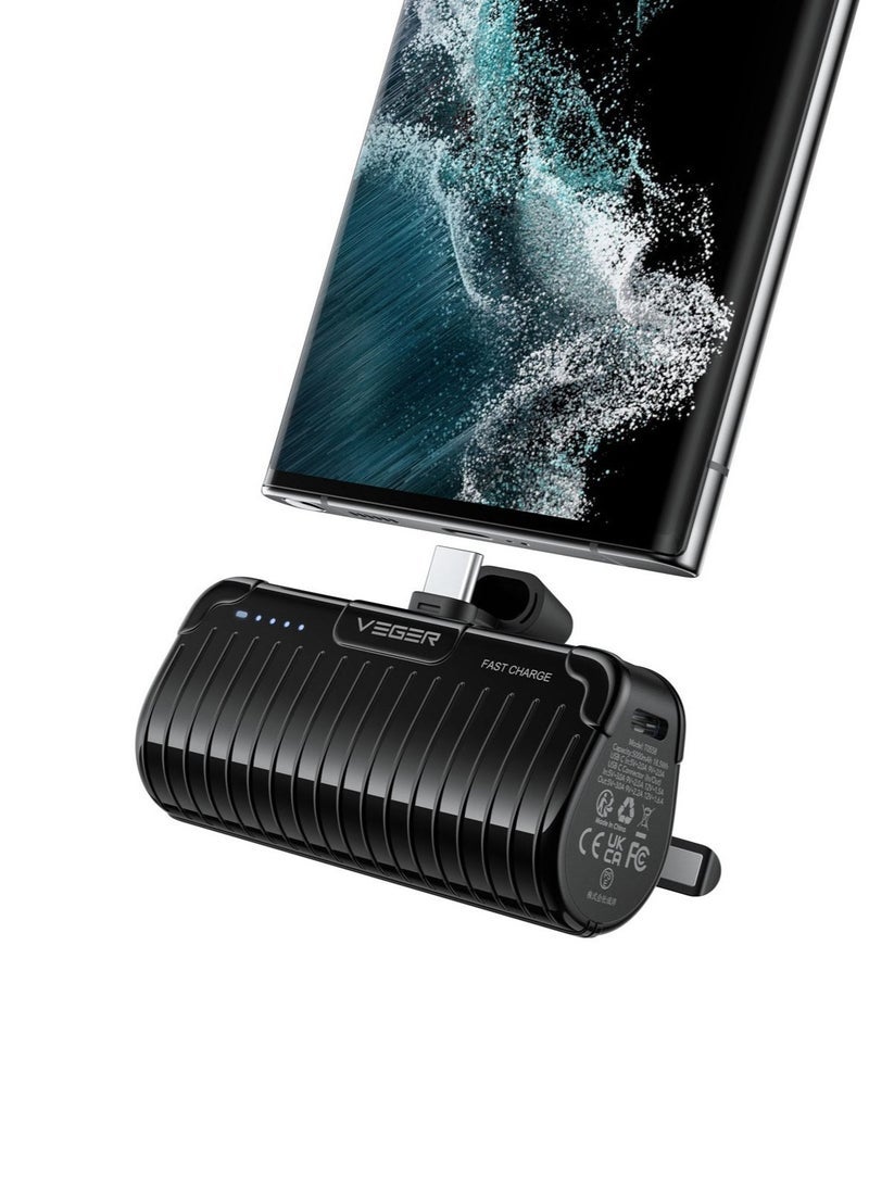 VEGER PlugOn Pro C Mini All In One Fast Charging Power Bank 5000 mAh Type-C - Image 1