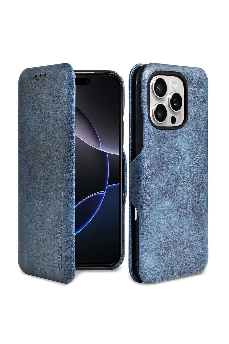 PULOKA Ultra-Slim PU Leather Flip Cover with Magnetic Closure for iPhone 16 Pro Max - Image 1