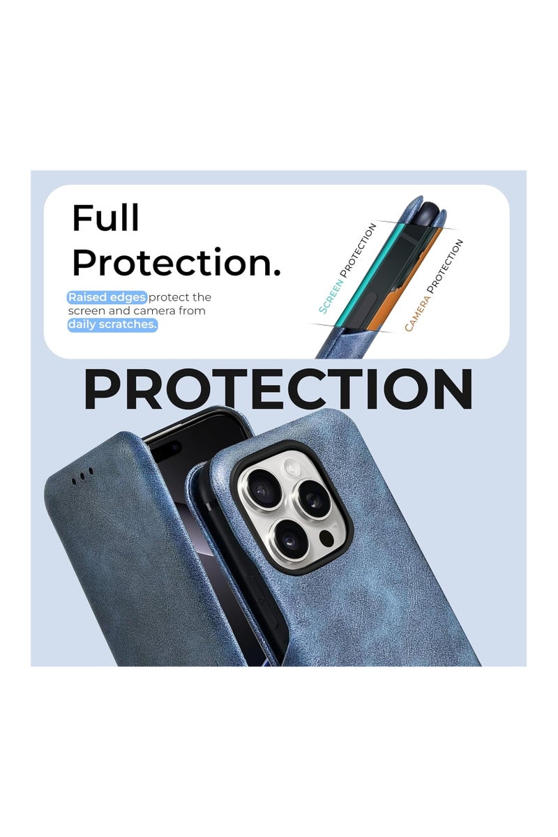 PULOKA Ultra-Slim PU Leather Flip Cover with Magnetic Closure for iPhone 16 Pro Max - Image 2