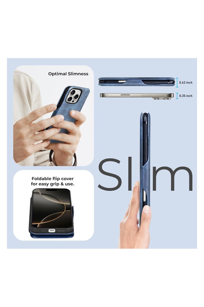 PULOKA Ultra-Slim PU Leather Flip Cover with Magnetic Closure for iPhone 16 Pro Max - Image 5