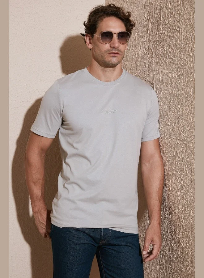 بوراتي تي شيرت رجالي قطن بطبعة من بوراتي بقصة عادية ورقبة دائرية