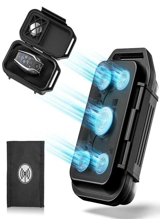 PakWizz 5 Magnets Version 3 in 1 Magnetic Key Holder Hide A Key Outside with Tracker Zone&Signal Blocking Pounch| Upgraded Magnetic Key Case| 5 Built-in Magnets| Waterproof Magnetic Key Box,Black - Image 1