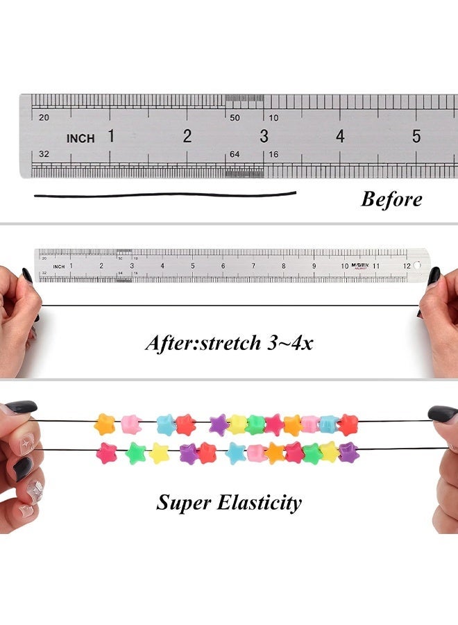 Wffo 2 Rolls - 160 meters / 0.3 mm and 90 meters / 0.8 mm Elastic Bracelet Cord - Elastic Bracelet Cord - Transparent Beading Thread, Clear Bead Thread, with Storage Box, for Beading, Bracelets, Jewelry DIY Crafts and Fishing - Black/White - Image 4
