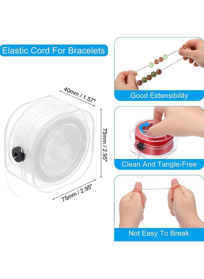 Wffo 2 Rolls - 160 meters / 0.3 mm and 90 meters / 0.8 mm Elastic Bracelet Cord - Elastic Bracelet Cord - Transparent Beading Thread, Clear Bead Thread, with Storage Box, for Beading, Bracelets, Jewelry DIY Crafts and Fishing - Black/White - Image 2