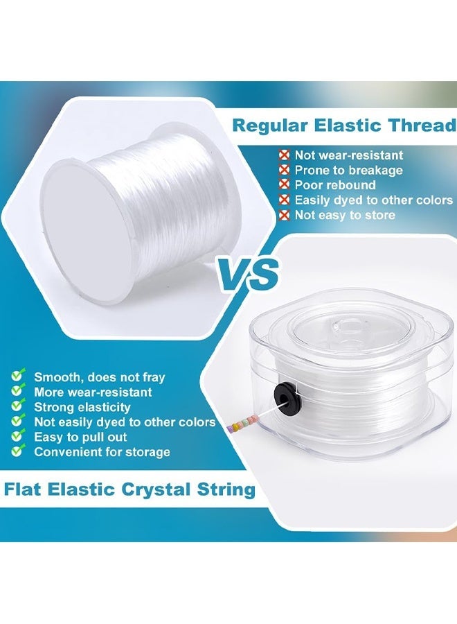 Wffo 2 Rolls - 160 meters / 0.3 mm and 90 meters / 0.8 mm Elastic Bracelet Cord - Elastic Bracelet Cord - Transparent Beading Thread, Clear Bead Thread, with Storage Box, for Beading, Bracelets, Jewelry DIY Crafts and Fishing - Black/White - Image 3
