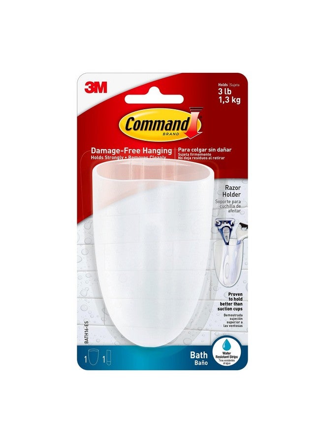 Command Razor Holder, Holds up to 3 lb, Clear Frosted, 4" x 2.5" x 1.5" 1 Holder with 1 Medium Water-Resistant Command Strip, Damage Free Bathroom Organization for Razors or Toothbruses - Image 1