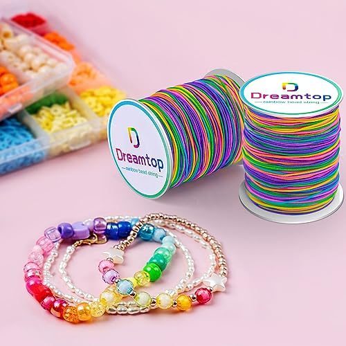 Dreamtop 1mm Stretchy Bracelet String, 100 Meters Rainbow Bead String Elastic String for Bracelet, Pony Bead String Elastic Cord for Jewelry Bracelet Making, Necklace String and Crafts, 109 Yard - Image 5