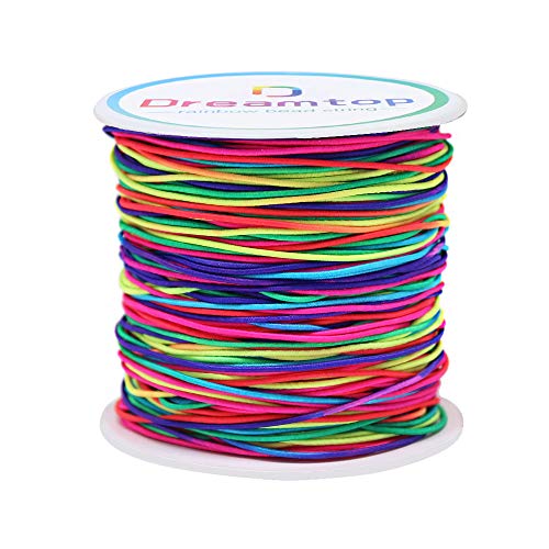 Dreamtop 1mm Stretchy Bracelet String, 100 Meters Rainbow Bead String Elastic String for Bracelet, Pony Bead String Elastic Cord for Jewelry Bracelet Making, Necklace String and Crafts, 109 Yard - Image 1