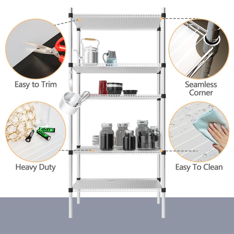MAXTBEE 5pcs Shelf Liners of Wire Shelf System, Pre-Cut 14 x 24 inch Plastic Shelf Liners Mats for Wire Shelving (Rolled,Actual Size:13.18"X22.95") - Image 4