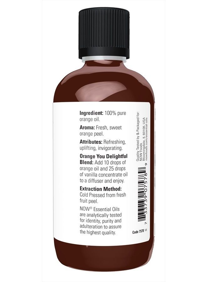 Essential Oils, Orange Oil, Uplifting Aromatherapy Scent, Cold Pressed, 100% Pure, Vegan, Child Resistant Cap, 4-Ounce