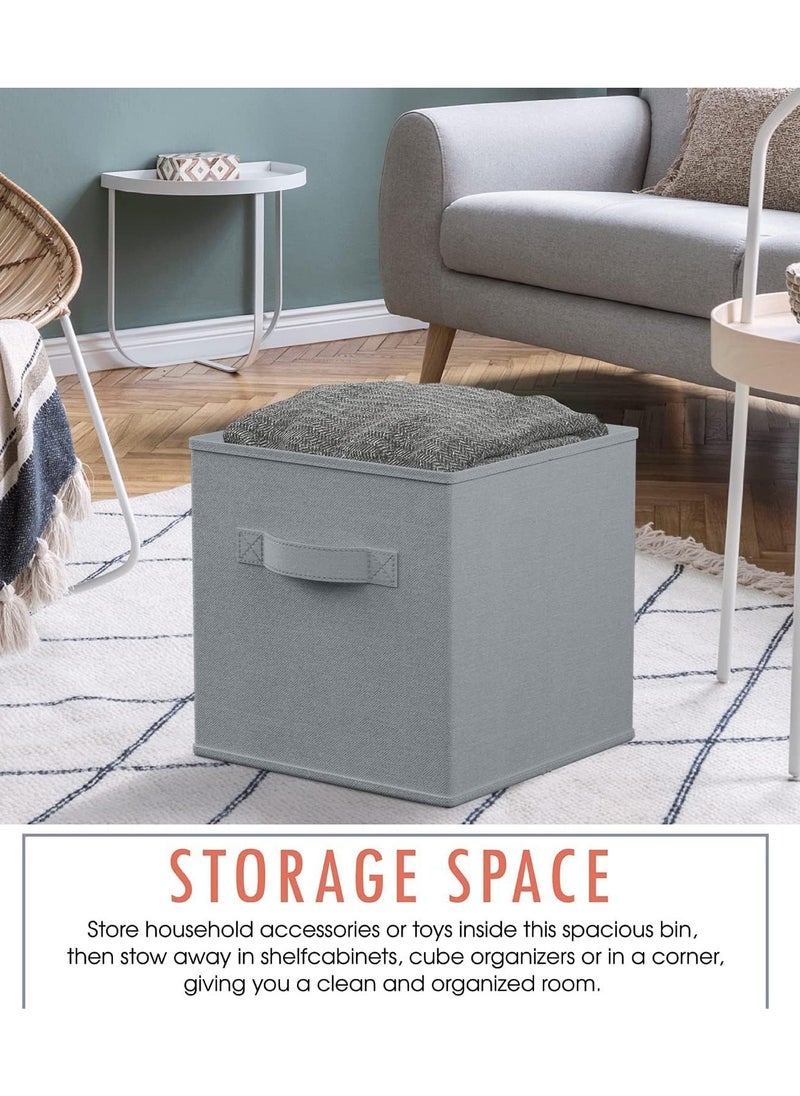 VUCATIN - 4PCS Storage Cubes Collapsible Storage Boxes with Handles Fabric Folding Boxes for Organisation Wardrobe Shelving Office Toys Durable Storage Boxes (Grey) - Image 1