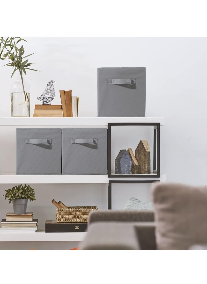 VUCATIN - 4PCS Storage Cubes Collapsible Storage Boxes with Handles Fabric Folding Boxes for Organisation Wardrobe Shelving Office Toys Durable Storage Boxes (Grey) - Image 1