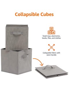 VUCATIN 4PCS Storage Cubes Collapsible Storage Boxes with Handles Fabric Folding Boxes for Organisation Wardrobe Shelving Office Toys Durable Storage Boxes (Grey)  - Image 2