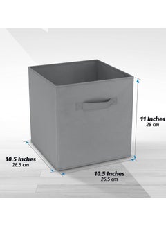 VUCATIN 4PCS Storage Cubes Collapsible Storage Boxes with Handles Fabric Folding Boxes for Organisation Wardrobe Shelving Office Toys Durable Storage Boxes (Grey)  - Image 3