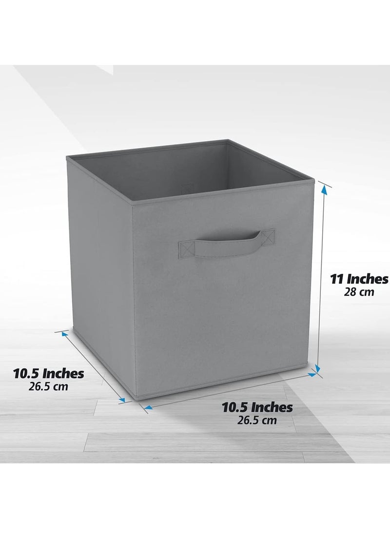 VUCATIN - 4PCS Storage Cubes Collapsible Storage Boxes with Handles Fabric Folding Boxes for Organisation Wardrobe Shelving Office Toys Durable Storage Boxes (Grey) - Image 1
