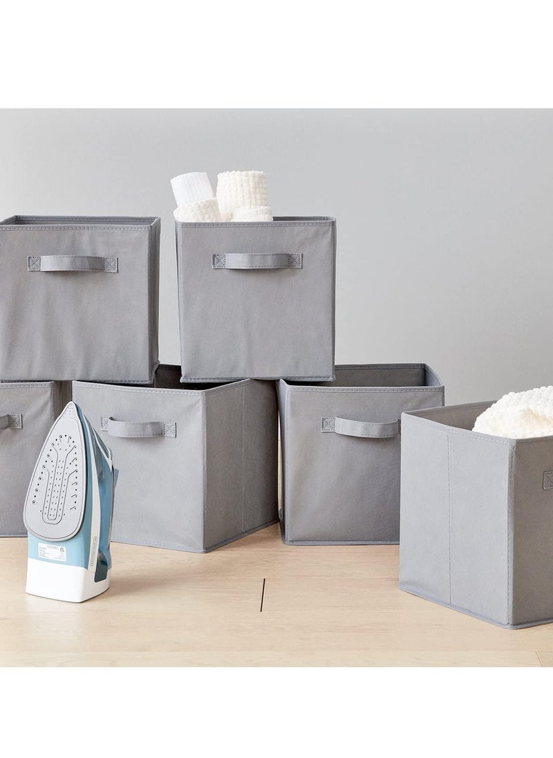 VUCATIN - 4PCS Storage Cubes Collapsible Storage Boxes with Handles Fabric Folding Boxes for Organisation Wardrobe Shelving Office Toys Durable Storage Boxes (Grey) - Image 1