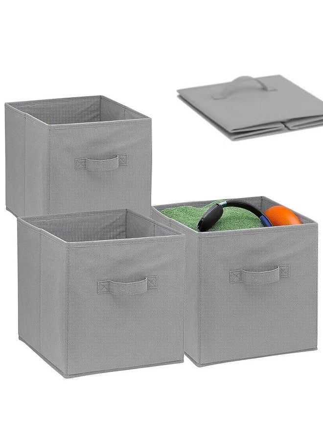 VUCATIN - 4PCS Storage Cubes Collapsible Storage Boxes with Handles Fabric Folding Boxes for Organisation Wardrobe Shelving Office Toys Durable Storage Boxes (Grey) - Image 1