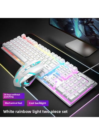 Notebook Computer Competitive Real Game Wired Electric Desktop Special Mechanical Wireless Keyboard Mouse Feel Keyboard Mouse Suit-Color:Genuine Mechanical Feel★Cool Lights - White Rainbow Light [classic Version] + Gaming Mouse - No - 104 Keys - Official Standard - pzsku/Z4B4D45469D59F572652BZ/45/1746224249/ee006ea5-f68f-4089-abc5-15cc1f13de23