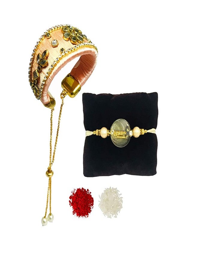 Evisha Rakhi For Brother And Bhabhi | Rakhi Comb-228-Kada-70 | rakhi || rakhi set || rakhi for brother || rakhi for brother and bhabhi || rakhi combo || bhaiya bhabhi rakhi || rakhi gifts - Image 1