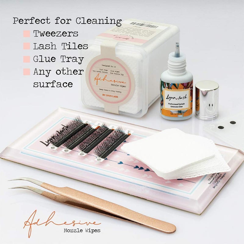 Lyon Lash Eyelash Extension Glue Adhesive Wipes 200 PCS | Glue Residue Remover Cleansing Pad Lint Free | Essential Lash Extensions Supplies Accessories Tools - Image 4
