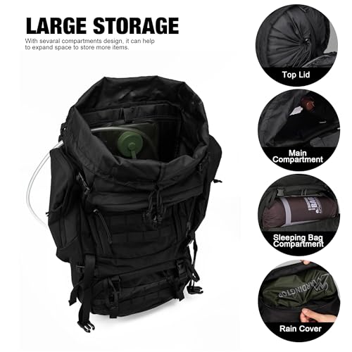 Mardingtop 60L Military Internal Frame Backpack for Hiking,Camping,Hunting,Rucksack Backpack with Rain Cover - Image 4