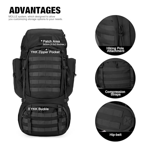 Mardingtop 60L Military Internal Frame Backpack for Hiking,Camping,Hunting,Rucksack Backpack with Rain Cover - Image 3