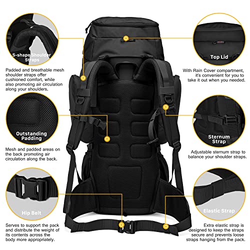 Mardingtop 60L Military Internal Frame Backpack for Hiking,Camping,Hunting,Rucksack Backpack with Rain Cover - Image 5
