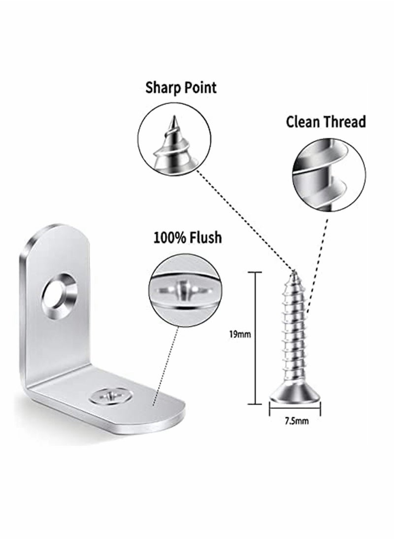 SYOSI 10 Pieces Corner Brace L Brackets Heavy-Duty 30 mm x 30 mm Right Angle Brackets Metal Corner Brackets 90 Degree Bracket for Wood Shelves Dressers Chairs with Screws  - Image 2