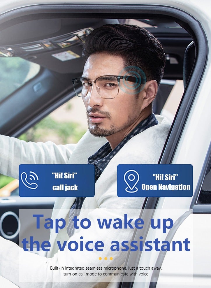 جولف لينك نظارات ذكية Z09 للقيادة والملاحة الصوتية والنظارات الشمسية وركوب الدراجات والمشي لمسافات طويلة وحماية من الأشعة فوق البنفسجية ونظارات ذكية مضادة للإشعاع باللون الأبيض - Image 3