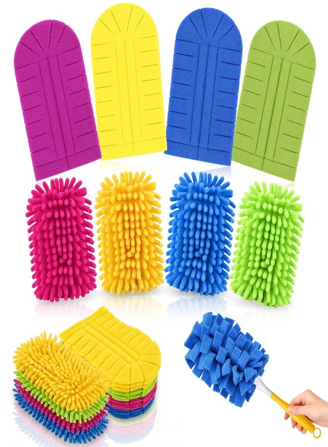 Baderke 8 Pcs Reusable Duster Refills with Handle 360 Heavy Duty Wool and Chenille Duster Pads Refills Washable Handheld Dusters for Cleaning Ceiling, Fan, Hardwood Floors, Windows, and Kitchen Floors - Image 1