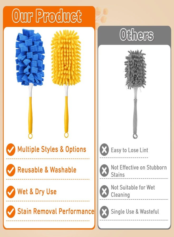 Baderke 8 Pcs Reusable Duster Refills with Handle 360 Heavy Duty Wool and Chenille Duster Pads Refills Washable Handheld Dusters for Cleaning Ceiling, Fan, Hardwood Floors, Windows, and Kitchen Floors - Image 4