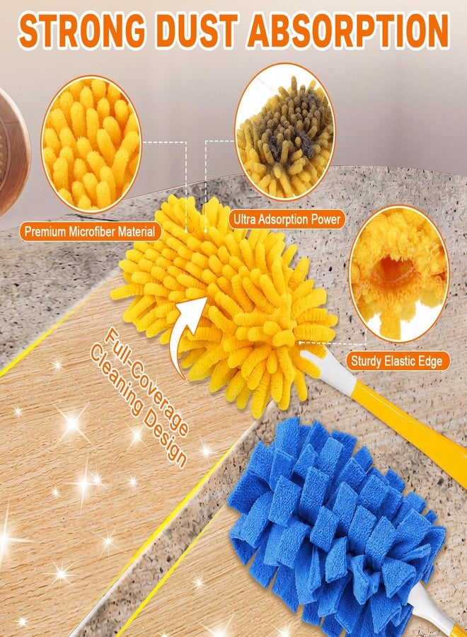 Baderke 8 Pcs Reusable Duster Refills with Handle 360 Heavy Duty Wool and Chenille Duster Pads Refills Washable Handheld Dusters for Cleaning Ceiling, Fan, Hardwood Floors, Windows, and Kitchen Floors - Image 3