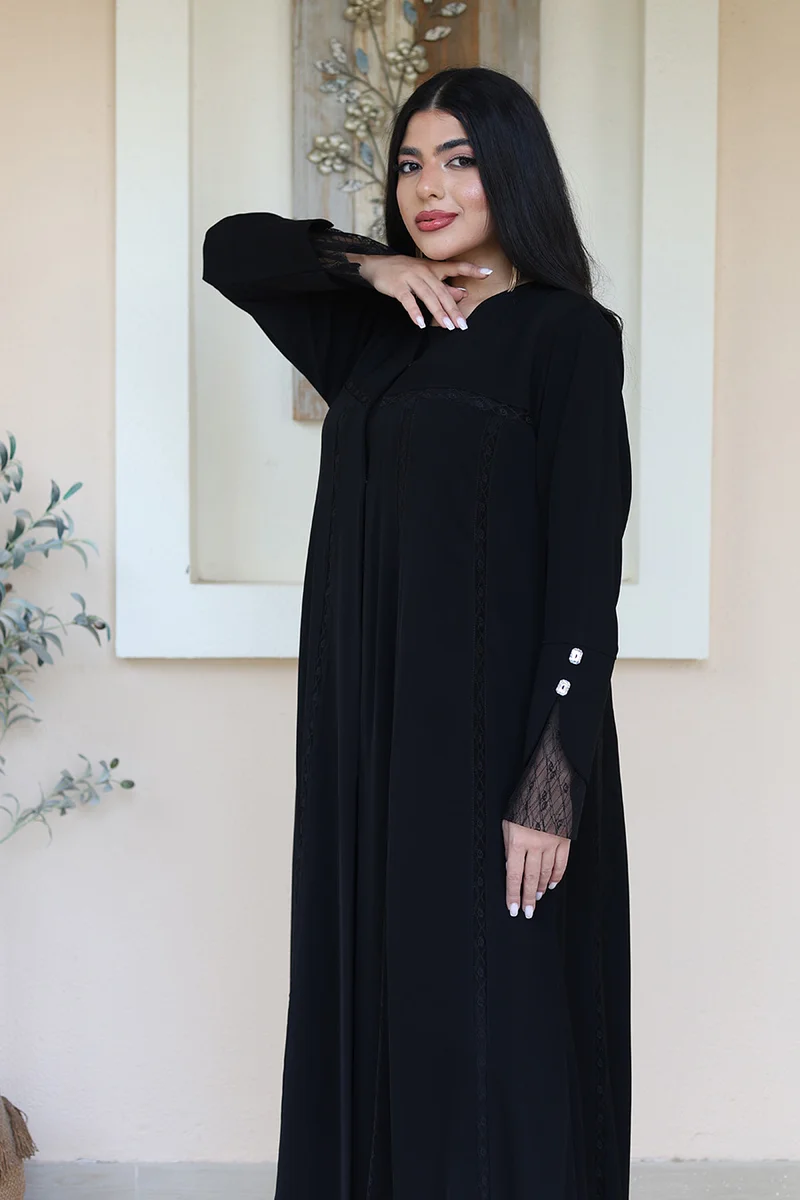 NUKHBAA Elegant Black Abaya-777
