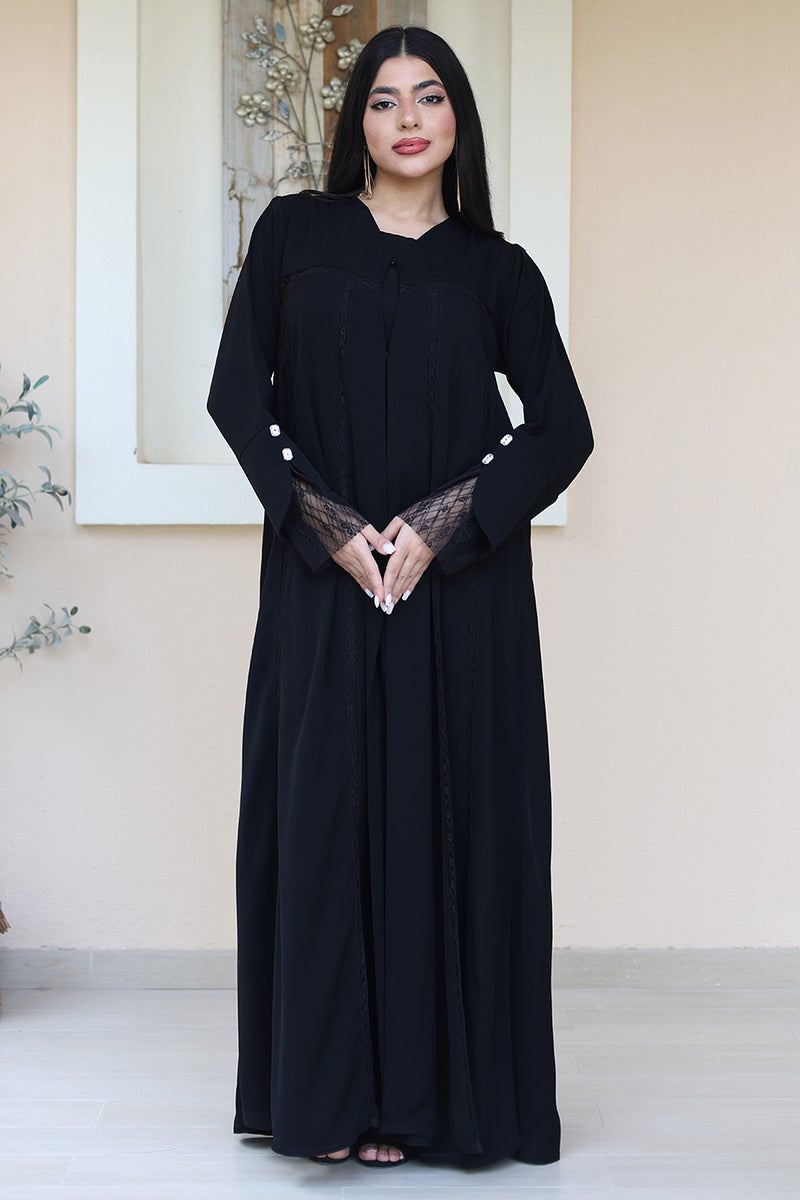 النخبة عباية سوداء أنيقة - Image 4