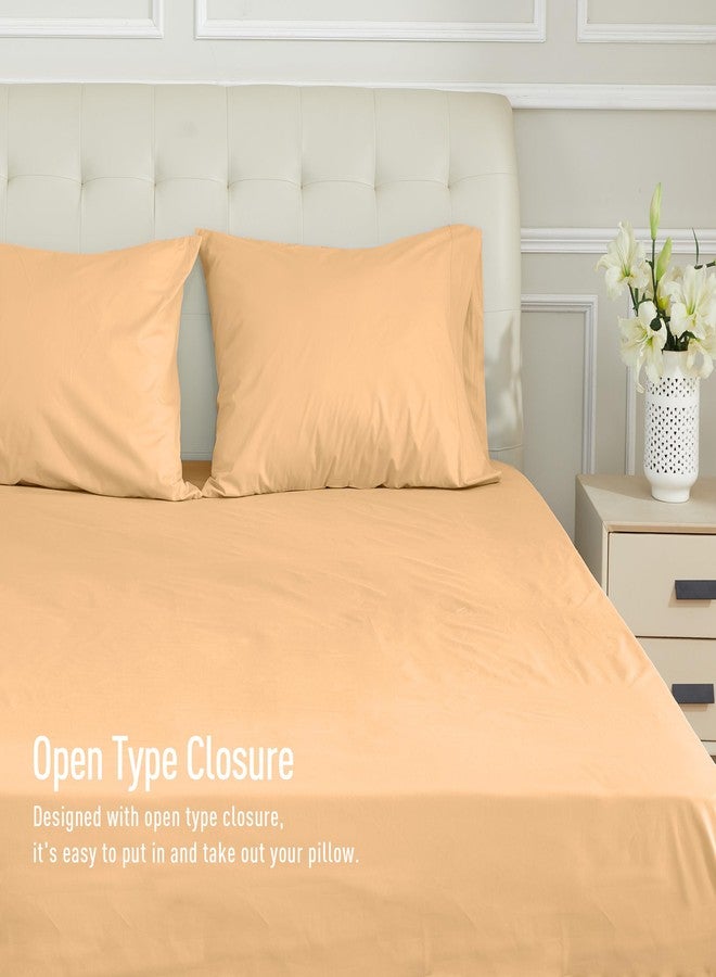 صن فلاور طقم أغطية وسائد كوين بنقشة عباد الشمس، قطعتان، مصنوع من القطن الخالص 100%، مقاس كوين، 20×30 بوصة، لون ضباب الصحراء، ناعم ومريح للتهوية - Image 4