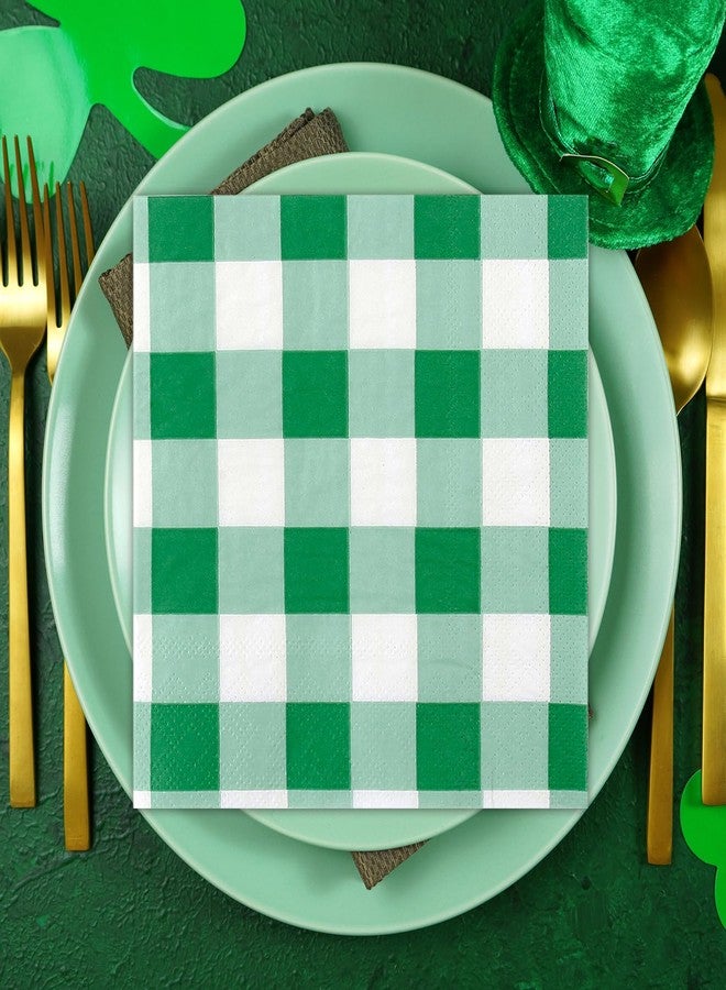 Quera 50 Pcs St. Patrick's Day Paper Napkins Buffalo Check Plaid Paper Napkins Party Supplies Green Checkerboard napkins for Saint Patty's Day Dinner Party Decoration 6.5 "X 6.5"​ - Image 5