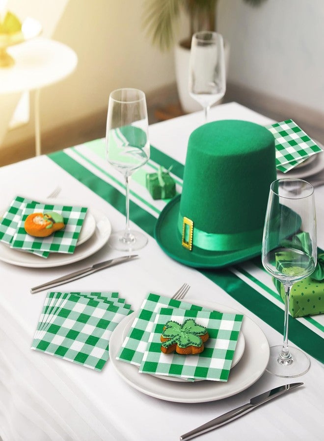 Quera 50 Pcs St. Patrick's Day Paper Napkins Buffalo Check Plaid Paper Napkins Party Supplies Green Checkerboard napkins for Saint Patty's Day Dinner Party Decoration 6.5 "X 6.5"​ - Image 4