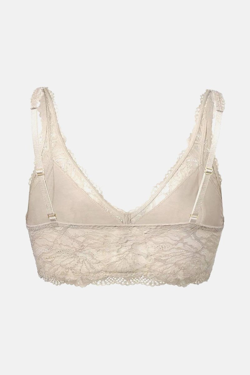 Women Non Padded Non Wired Lace Detail Bralette, Beige