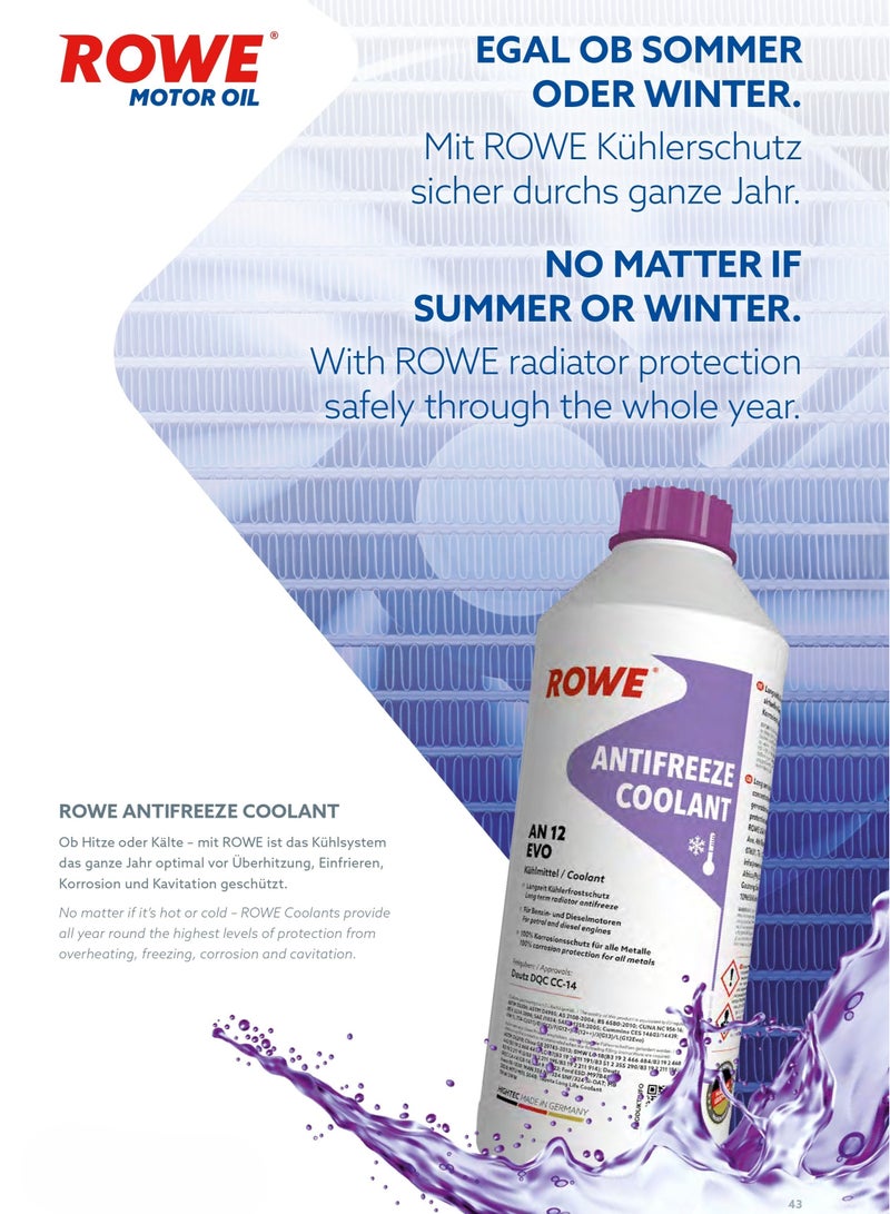ROWE HIGHTEC ANTIFREEZE COOLANT AN 12 EVO - Pink (5 Ltr.) : High performance long-term coolant concentrate- Germany  - Image 2