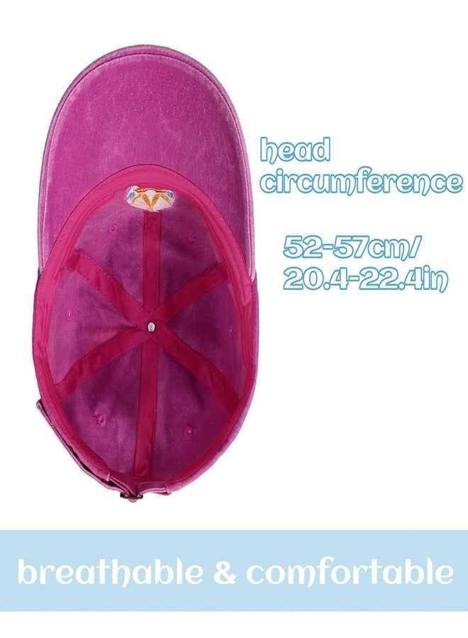 C-ZOFEK Embroidery Peach Hat Washed Denim Magenta Baseball Sun Cap Adjustable for Women - Image 2