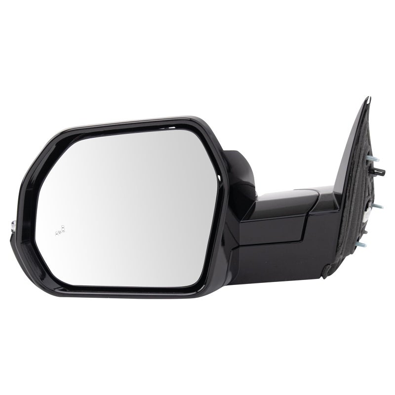 TRQ Left Driver Side Mirror Power Heated Manual Folding Smooth Black Cover Blind Spot Indicator Housing Turn Signal Compatible with 20222024 Toyota Tundra TO1320434