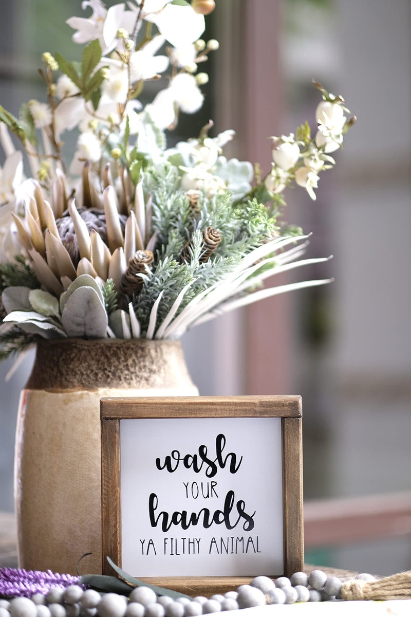 Lavender Inspired Wash Your Hands Ya Filthy Animal Sign-Funny Signs for Half Bathroom Decor-Framed Farmhouse Bathroom Wall Decor-Kids Bathroom Signs Decor-Housewarming Gift 7x7'' - Image 2