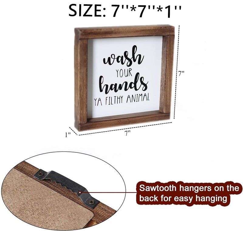 Lavender Inspired Wash Your Hands Ya Filthy Animal Sign-Funny Signs for Half Bathroom Decor-Framed Farmhouse Bathroom Wall Decor-Kids Bathroom Signs Decor-Housewarming Gift 7x7'' - Image 5