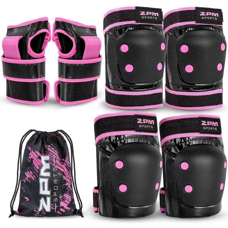 2PM SPORTS Purple Inline Skates & Pink Protective Gear Set For Kids - Complete Safety Kit
