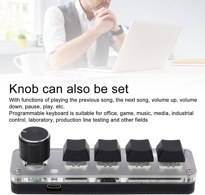 كلاراكو لوحة مفاتيح ميكانيكية Klarako بيد واحدة مزودة بـ 4 مفاتيح مع لوحة مفاتيح قابلة للبرمجة قابلة للتعديل RGB DIY للألعاب المكتبية - Image 3