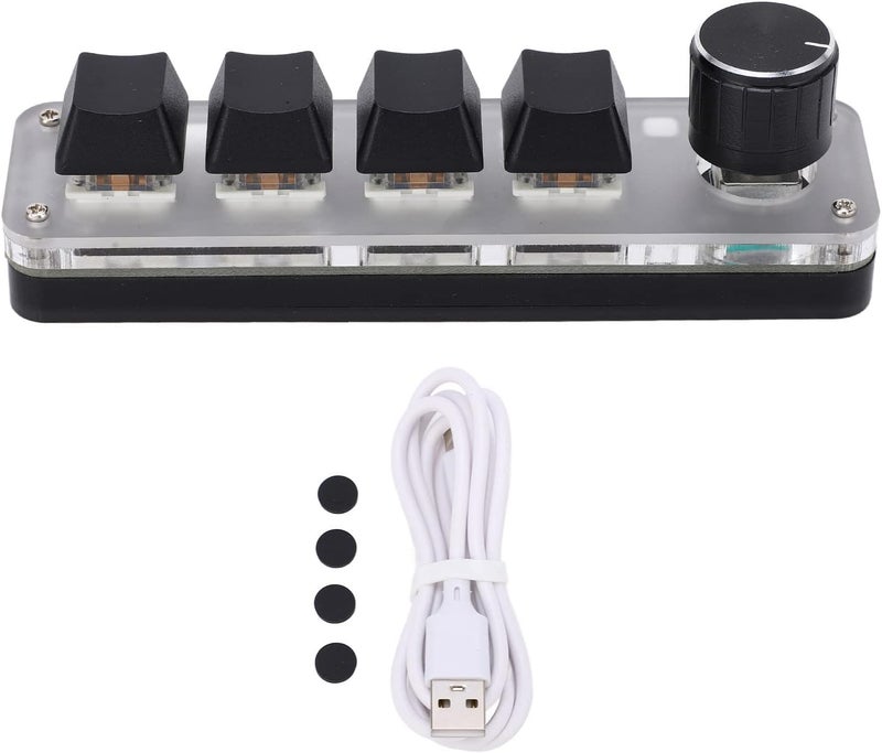 كلاراكو لوحة مفاتيح ميكانيكية Klarako بيد واحدة مزودة بـ 4 مفاتيح مع لوحة مفاتيح قابلة للبرمجة قابلة للتعديل RGB DIY للألعاب المكتبية - Image 1