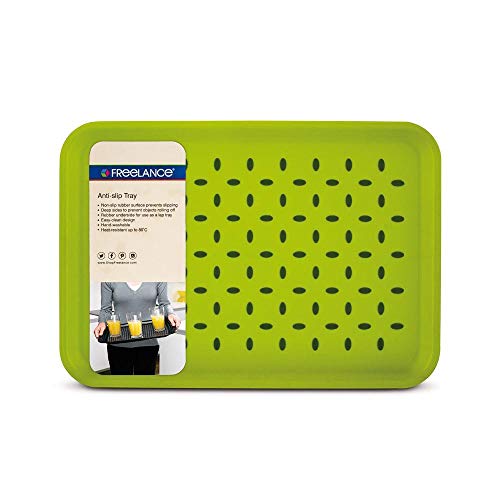 Freelance Anti Slip Serving Tray - 34 x 24 cm - Green - Non-Slip Rubber Surface, Break-Resistant - Versatile Anti Skid PP Plastic Kitchen & Dining/Coffee Table Trays for Breakfast/Food/Tea - Image 4