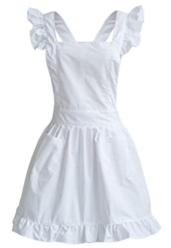 LilMents Petite Maid Ruffle Retro Apron Kitchen Cooking Cleaning Fancy Dress Cosplay Costume (White) - Image 4